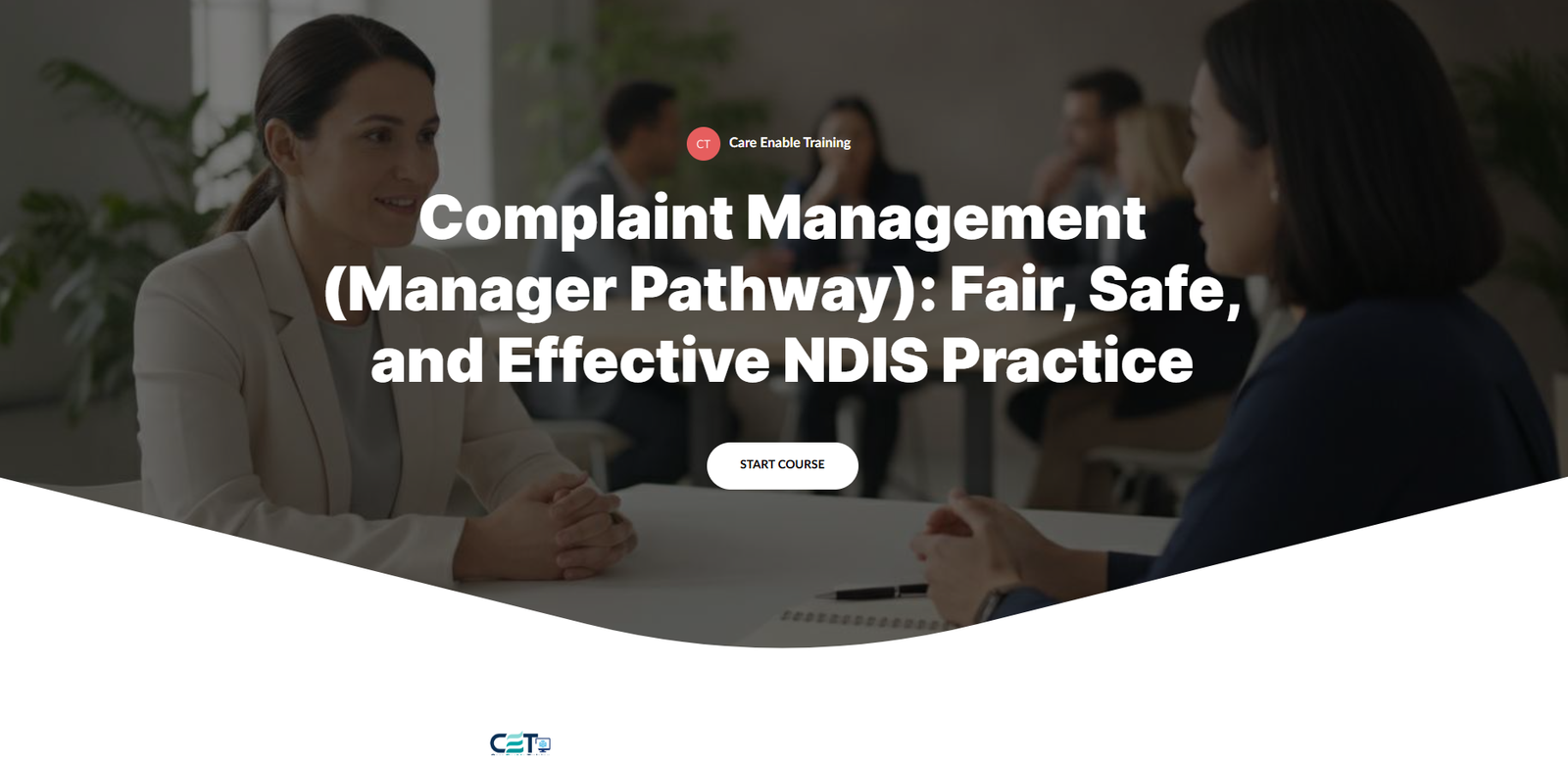 Actual Care Enable Training Complaint Management course welcome screen